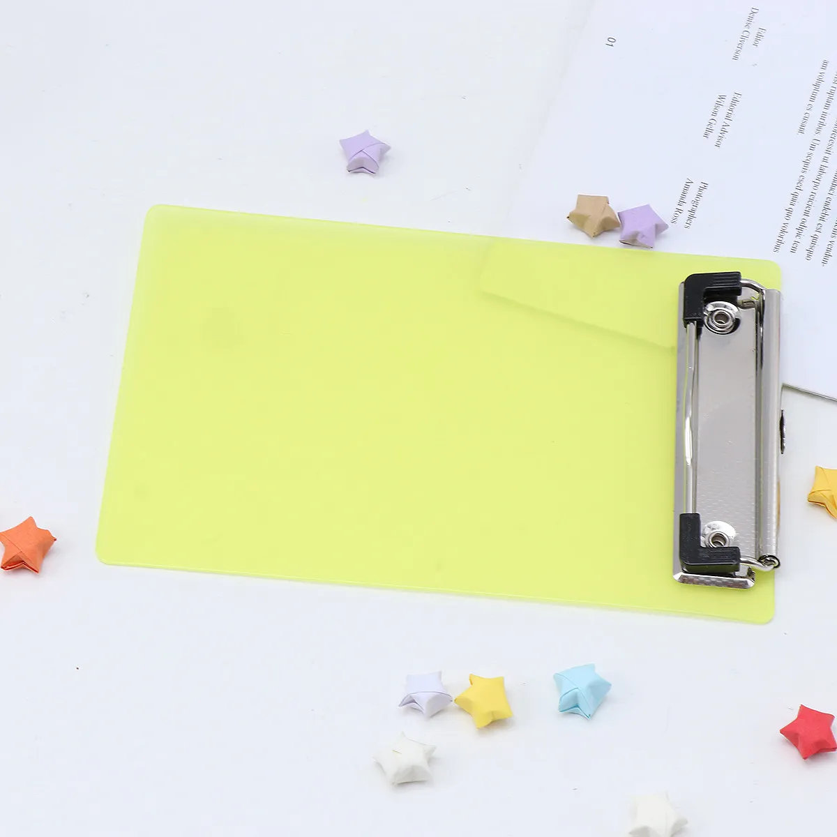 

6Pcs Colorful A4 Plastic Clipboard Lightweight Sturdy Profile Clipboard with Smooth Edge Clip Hanging Loop for Writing Note