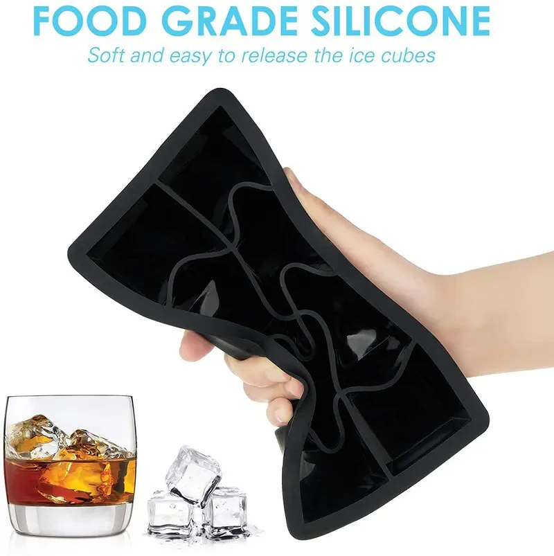 4/6/8 Grid Big Ice Tray Mold Box Large Food Grade Silicone Ice Cube Square Tray Mold Diy Bar Pub Wine Ice Blocks Maker Model