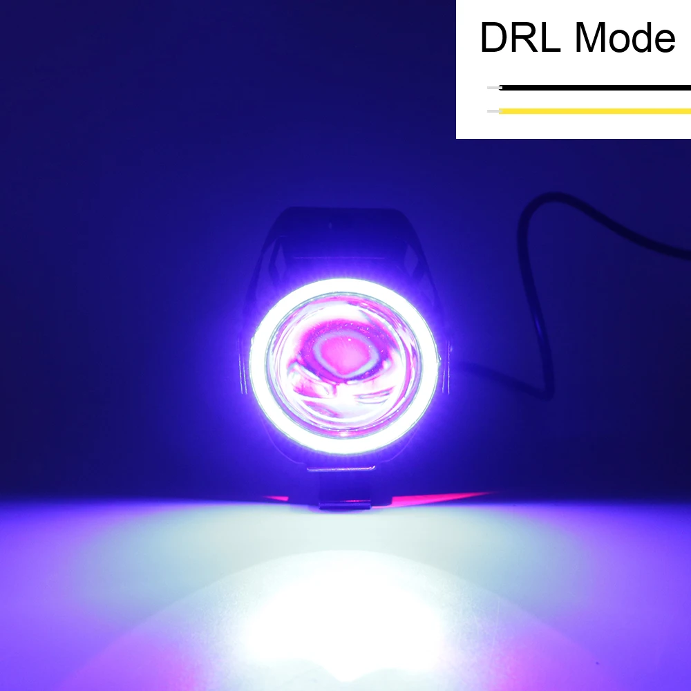 Faros delanteros para motocicleta, focos, lámpara LED auxiliar para motocicleta, 125W, U7, 2 unids/set, LED, Ojos de Ángel para motocicleta