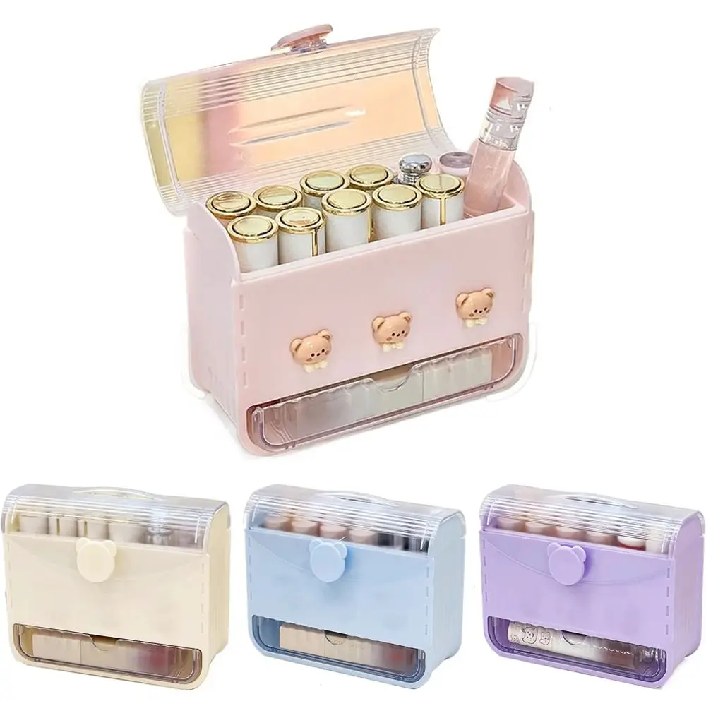 Dust-proof Lipstick Storage Box Waterproof 12 Compartments Lipstick Holder Case Drawer Removable Lip Gloss Display Stand Home