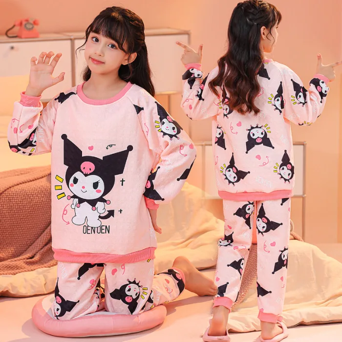 

Miniso Sanrio Cinnamoroll Children's Long Sleeves Trousers Kawaii Kuromi My Melody Anime Autumn Warm Home Clothes Gift for Kids