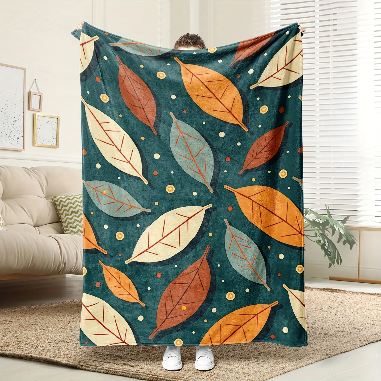 1pc Bohemian Purple Daisy Fleece Blanket - 100% Polyester Deep Violet, All-Season Couch/Bed Gift