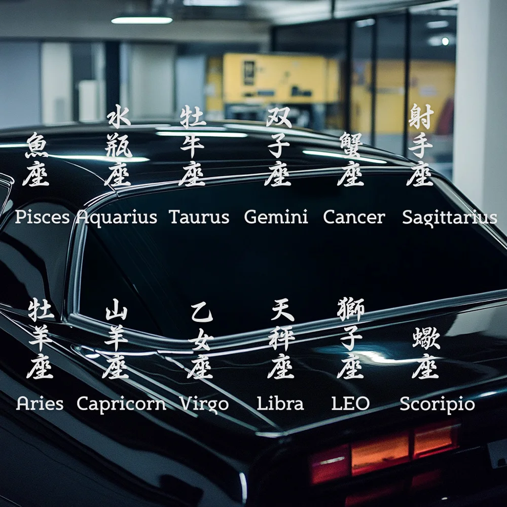 

Zodiac Sign Car Stickers Vertical Japanese Writing (NO ENGLISH INCLUDED) Vinyl Decals Bumper Truck Decoration