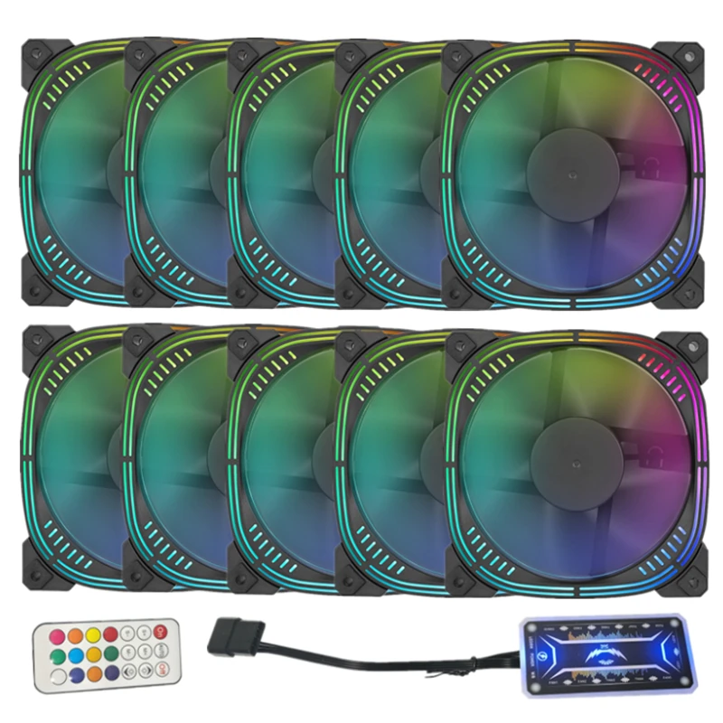 

PC Host Chassis Cooling Fan 6-Pin Radiator 12cm Silent DC 12V Rgb Desktop Computer Cooling Fan LED Color Light 12025 CF