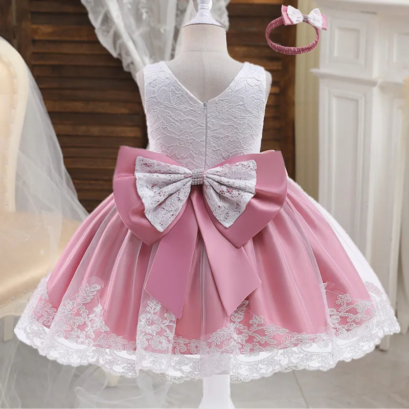 1-5Y Baby Lace Dress 2023 New Flower Girls Formal Wedding Party Elegant Dresses Christams for Kid Girl Birthday Christening Gown