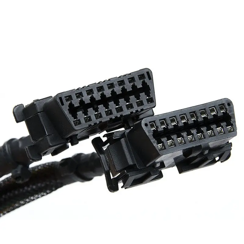 30 cm Best quality OBD2 Male to Dual Female Elbow Extension Cable with 16pins Available to Connected 1 IN 2 Converted OBD 2