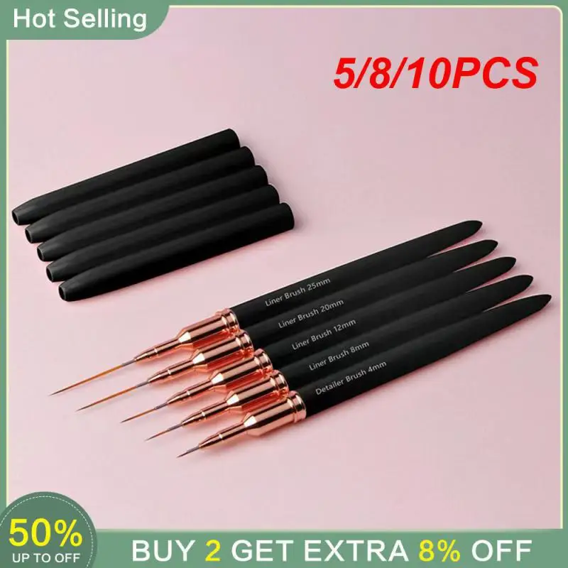 5/8/10PCS Metal Rod Round Head Paint Pen With Cover Multifunction Wire Drawing Pen Nail Art Tool Nail Brushes Portable Nail Pen