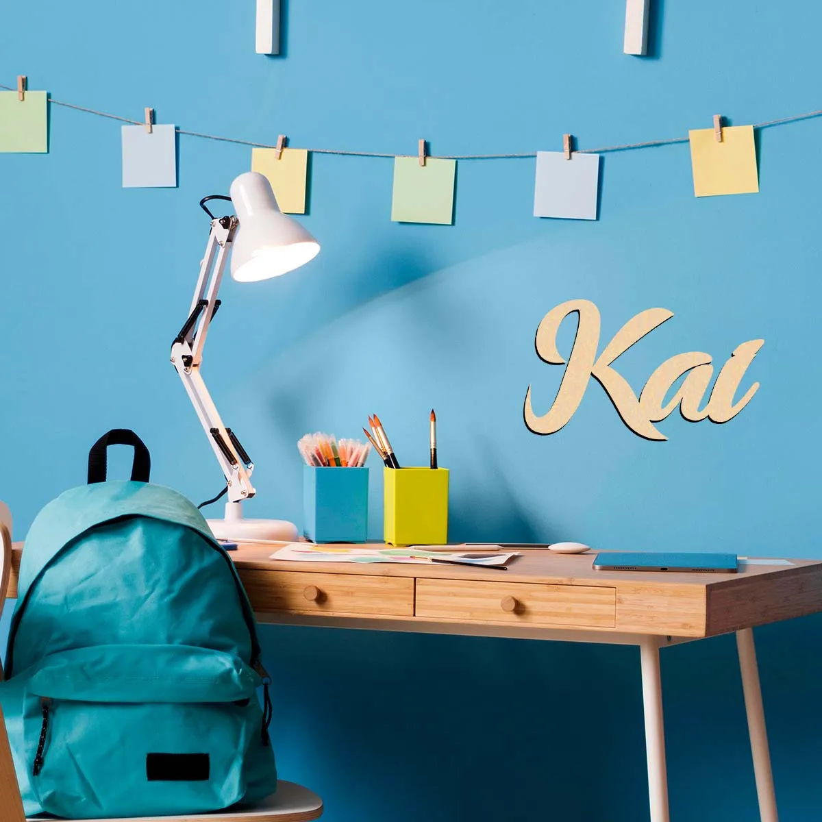1pc Cartoon Kai example Customizable Text Wood Material Laser-Cut Sign Wooden Plaque Vertical Orientation Door Hanging Decor