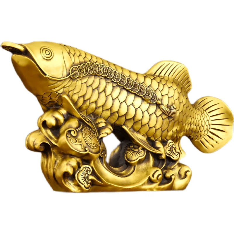 large Southeast Asia Company Store business HOME Efficacious Talisman Recruit money Arowana Golden Fish FENG SHUI COPPER statue