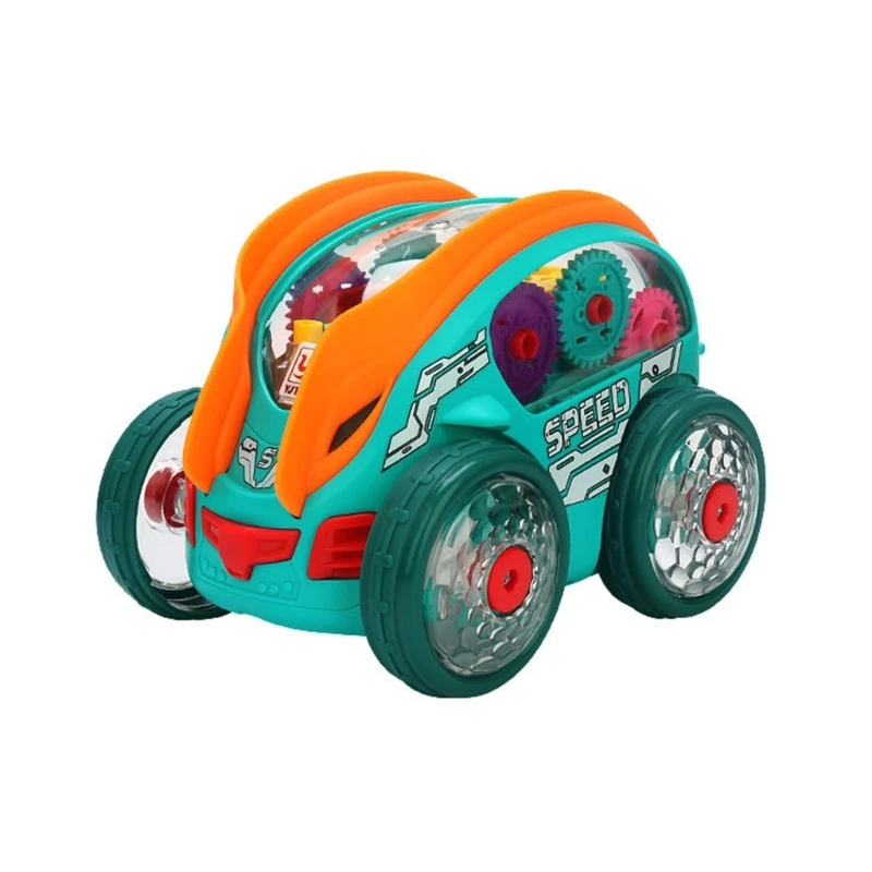 Clear Car Electric Rotating Stunt Car Toy Car Music and Light Led Lighting Children Toy Boys Girls Birthday Gifts