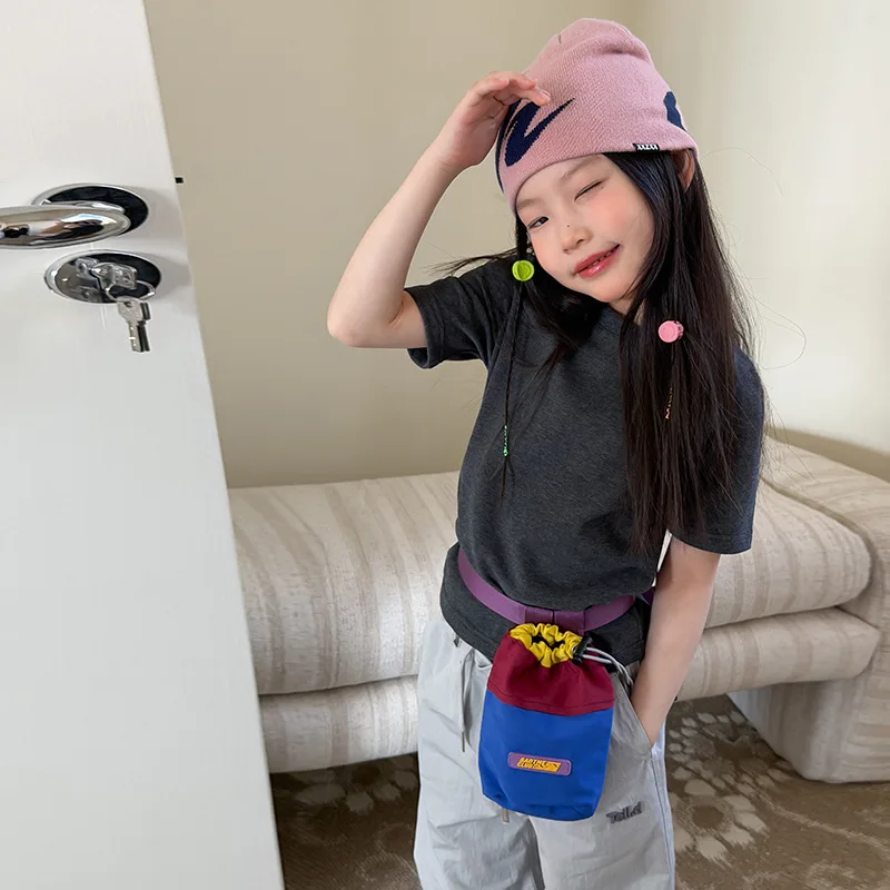 Childrens Clothing Short Sleeves 2026 Summer Girls Korean Style Western Style Back Small Letter Printed Solid Color Basic Shirt