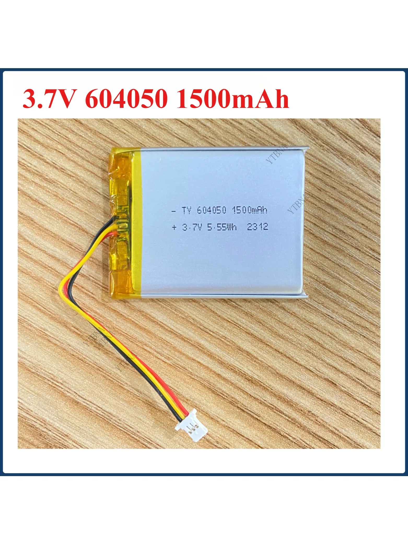 604050  Lithium Polymer Rechargeable Battery3.7V 1500mAh with Thermistor 3 Pin Plug for Air Purifier Floodlight Digital Products