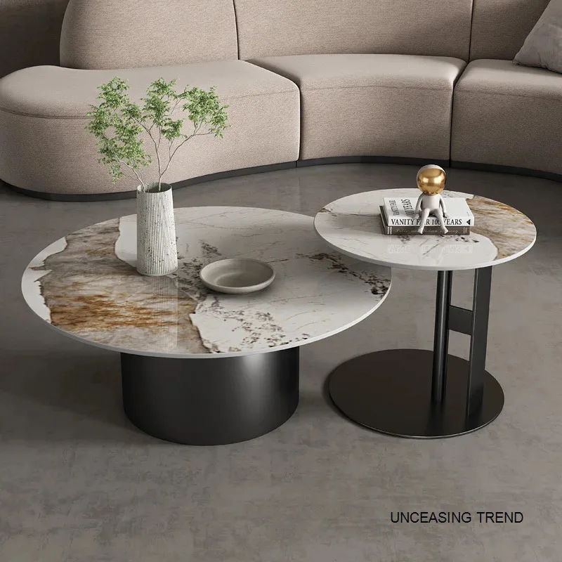 Aesthetic Coffee Tables Minimalist Metal Gold Leg Round Hotel Coffee Table Sets Metal Moveis Para Casa Livingroom Furniture