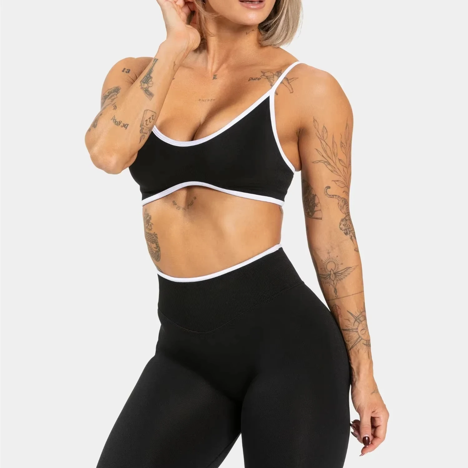 

Solid Color Sports Suspender Bra Sexy Backless Knit with Chest Cushion Suspender Yoga Fitness Top For Summer Yoga suit Women