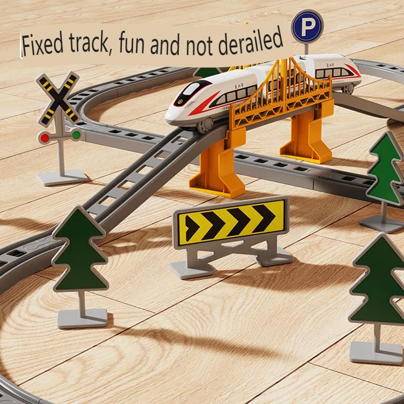 Elektryczny samochodzik dla dzieci, zestaw do składania kolejki, edukacyjny model symulacyjny dla chłopców, prezent na Boże Narodzenie i urodziny, zabawki z torami kolejowymi.