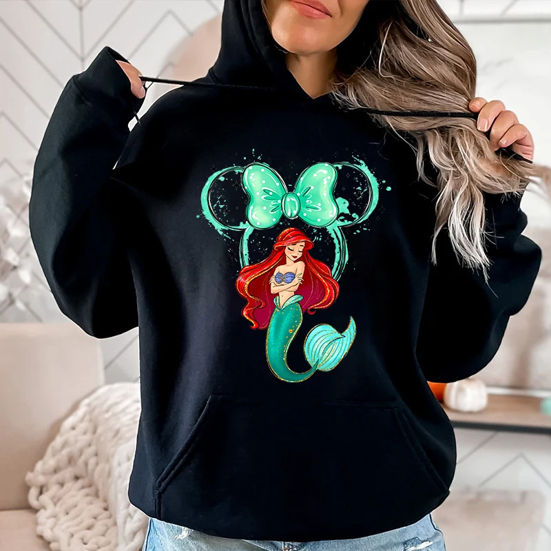 

Disney's Little Mermaid Mickey Head Print Autumn and Winter New Women's Sweater Casual Warm Loose Top Personalized Women's Wear