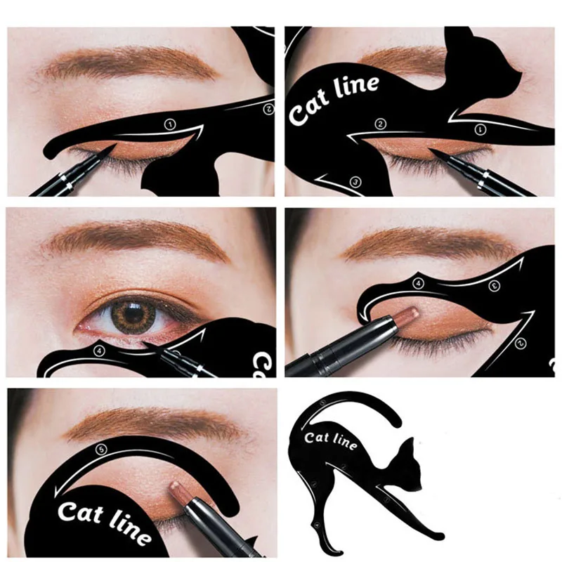 Cat Line Eyeliner Stencils Black Pro Eye Makeup Tool Eye Template Shaper Model Easy To Make Up Cat Line Stencils Eyeliner Card