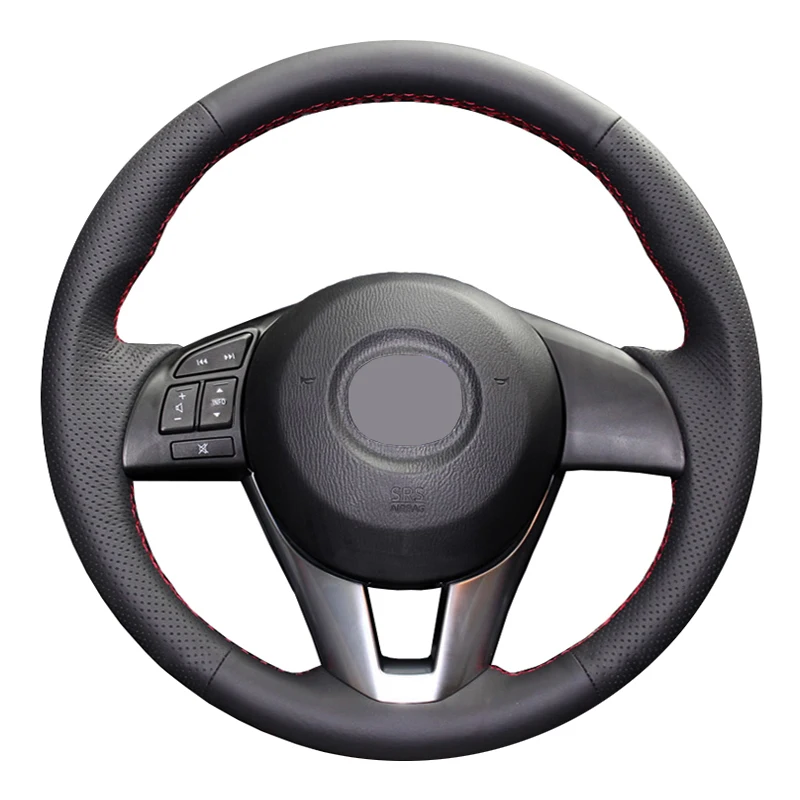 

DIY Hand Sewing Car Steering Wheel Cover for Mazda CX-5 CX5 Atenza 2014 New Mazda 3 CX-3 2016 Scion iA 2016 Genuine Leather