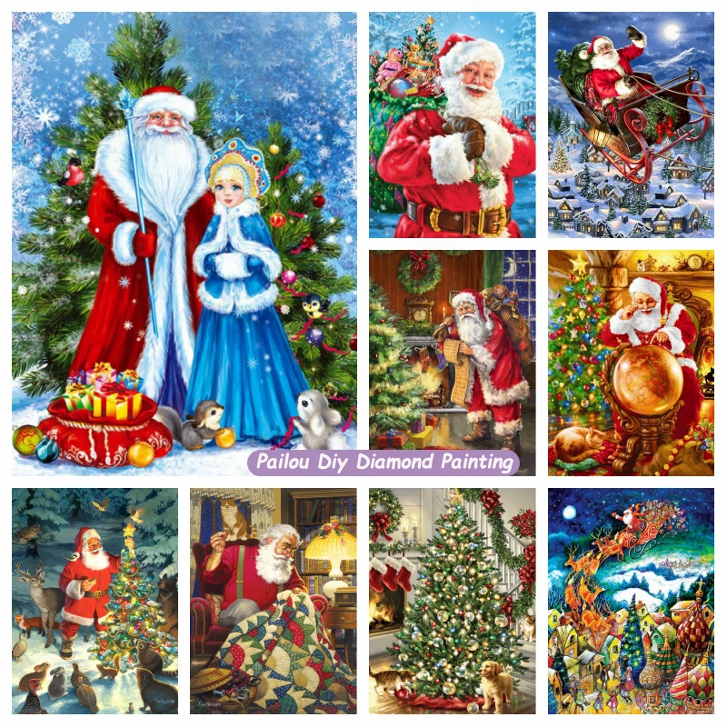 

Santa Claus Magic Bag Gift 5d Diamond Painting Art Christmas North Pole Delivery Winter Landscape Mosaic Cross Stitch Home Decor