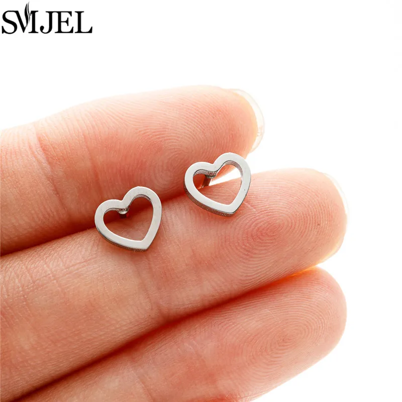 Women's Stainless Steel Mini Stud Earrings, Geometric Design