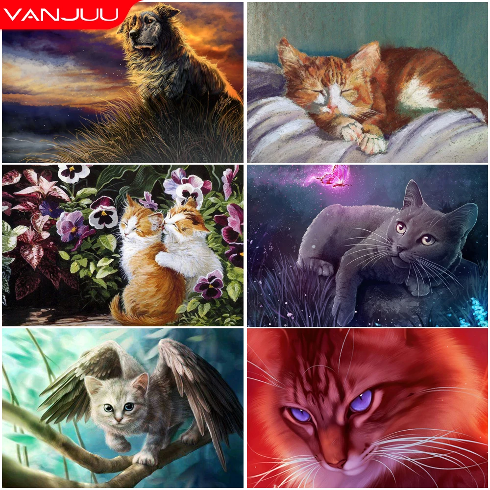 

Animals 5D Diamond Painting Cat Diamond Painting Mosaic Full Drill Diamond Embroidery Painting Home Decor