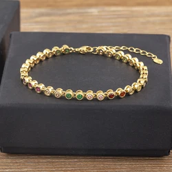 Nidin 6 Colors Shiny Crystal Bracelet For Women Rhinestone Zircon Charm Wrist Adjustable Bangles Girls Exquisite Jewelry Gift