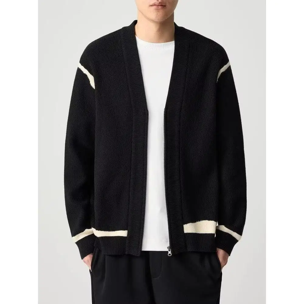

Men's V-ne Knitwear Cardigan Slim Fit Casual Sle Winter New Faion Korean Version Pure Color Small Jaet