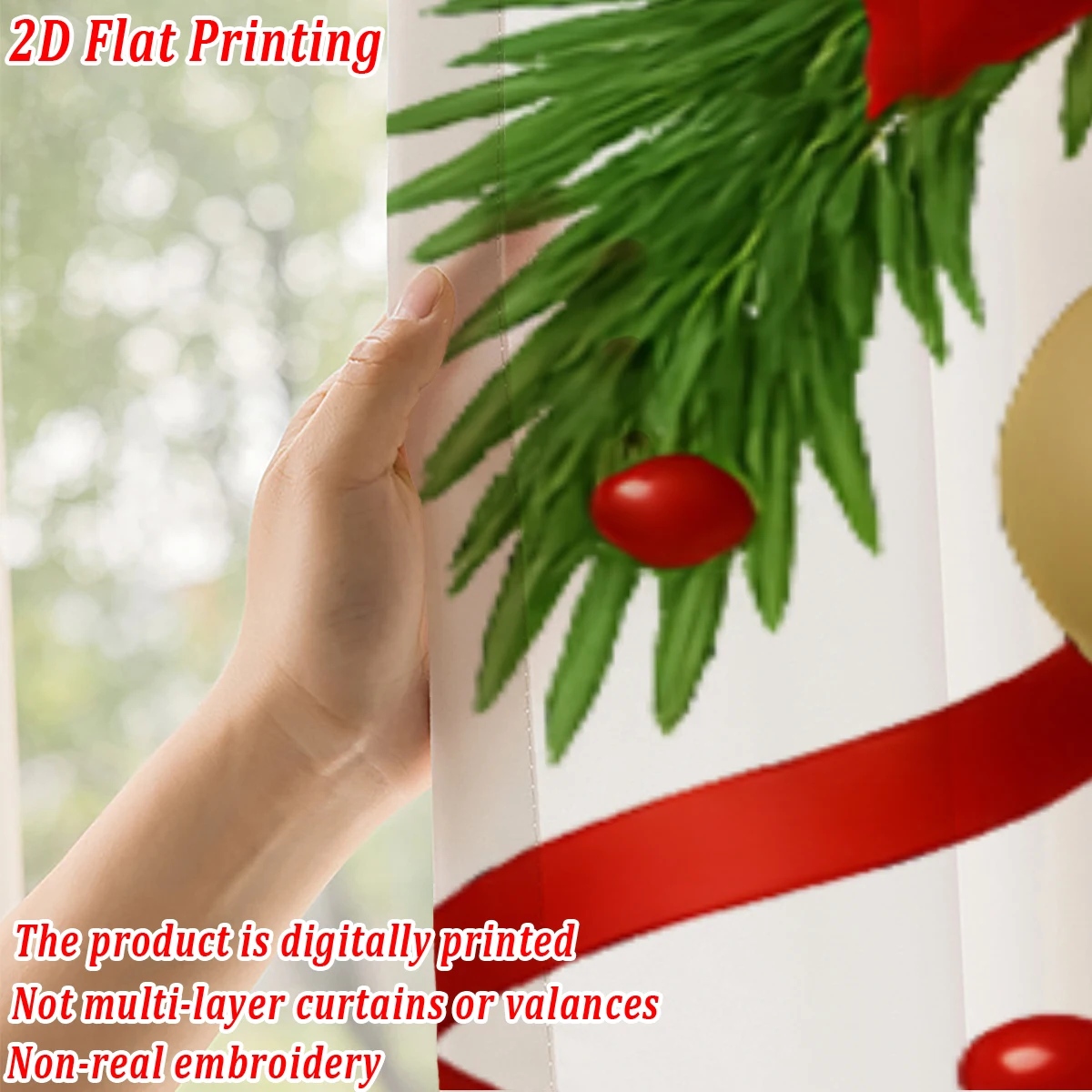 عيد الميلاد الطباعة المسطحة المطبخ شير الستار مع عيد ميلاد سعيد البونسيتة القوس زخرفة لعيد الميلاد ديكور المنزل الطرف