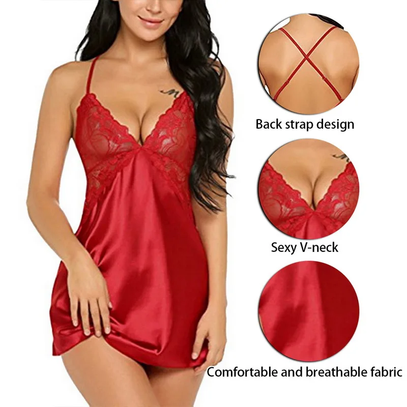 Hot Woman Sexy Nightdress Mini Short Dress Bandage Underwear Nightwear Sexy Skirt Chemise Sleepwear Outfit Ruffle Sexy Dress