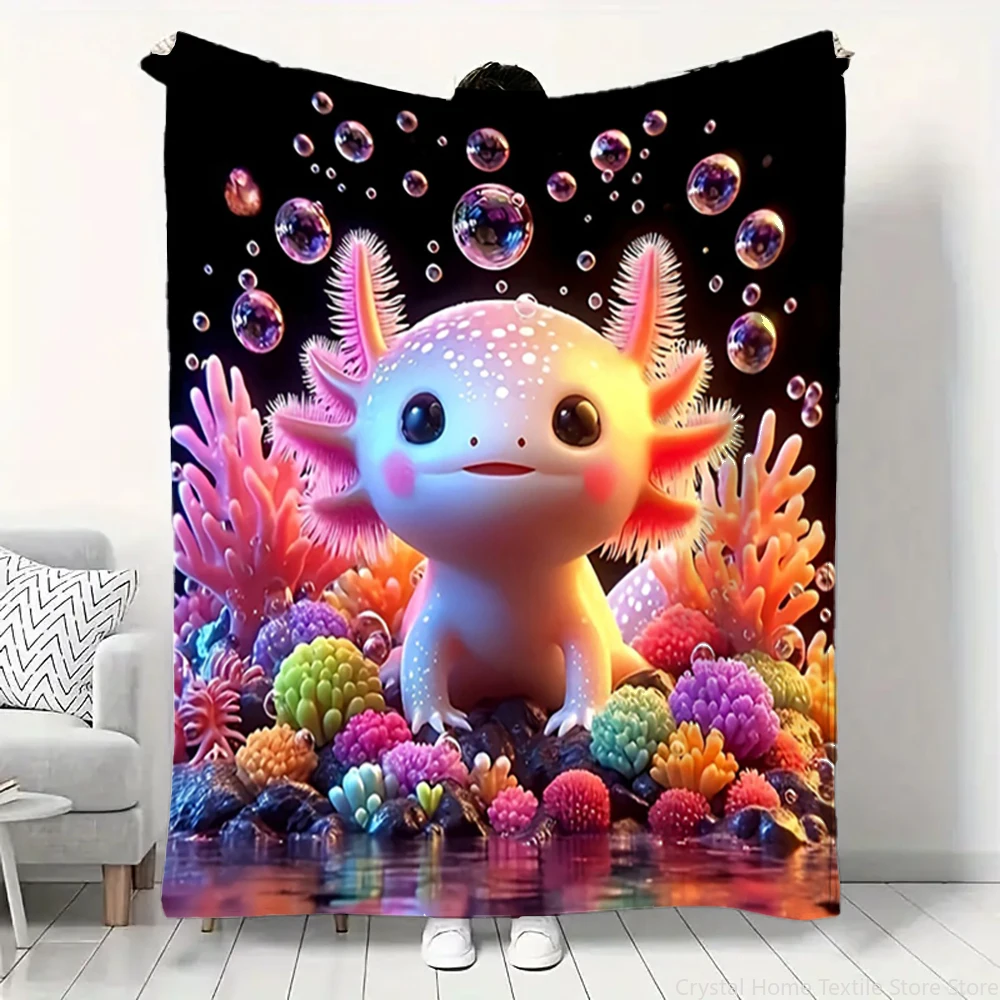 

Flannel Throw Blanket Cute Cartoon Little Salamander HD Print,suitable for sofas,beds,offices,travel,camping chairs,warm blanket