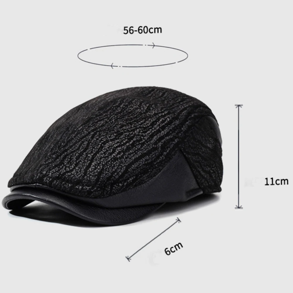HT4845 Mens Beret Thick Warm Autumn Winter Hat Male Ivy Flat Cap Retro Beret Hat with Ear Flaps Dad Father Grandfather Beret Cap