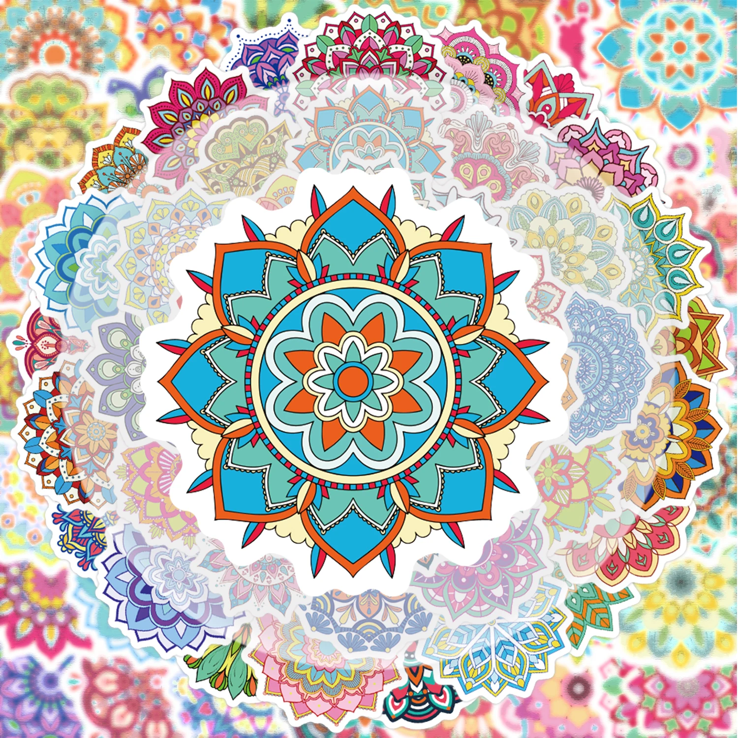 50 Mandala-Graffiti-Aufkleber, lebendige Aufkleber für Wasserflaschen, Laptops, Telefone, Koffer, Skateboards, Gitarren, Partydekorationen