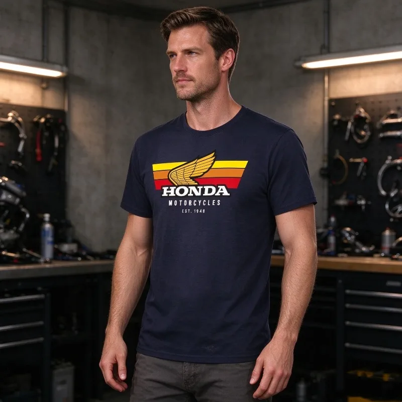 Family Matching 2026 New Motorcyclist Vintage Style Pattern Scooter T-Shirt Men's Women's Casual Comfort Motorcycle Top