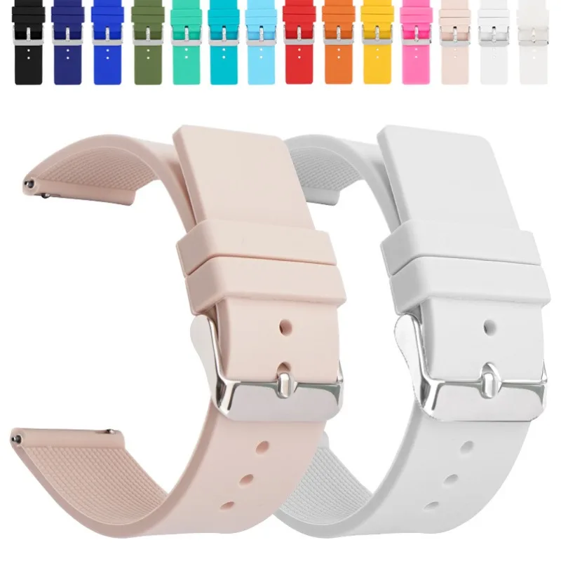 14 16 18 20 22 24mm Soft Sport Silicone Strap Waterproof Rubber WatchBand Quick Release Replacement Women Accessories Bracelet