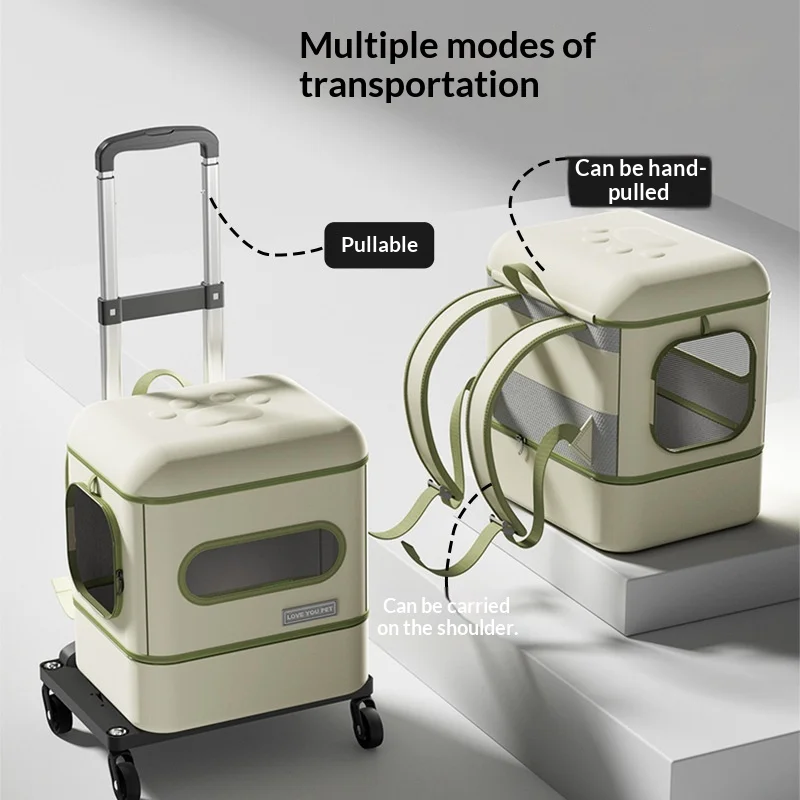 Mochila transportadora para gatos con caja de arena y ruedas - imagen 4