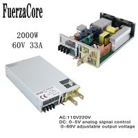 2000W 60V SMPS 0-60V Adjustable Power Supply 0-5V Analog Signal220V AC to DC 60V PLC control PWM Transformer LED  CCTV Solar use
