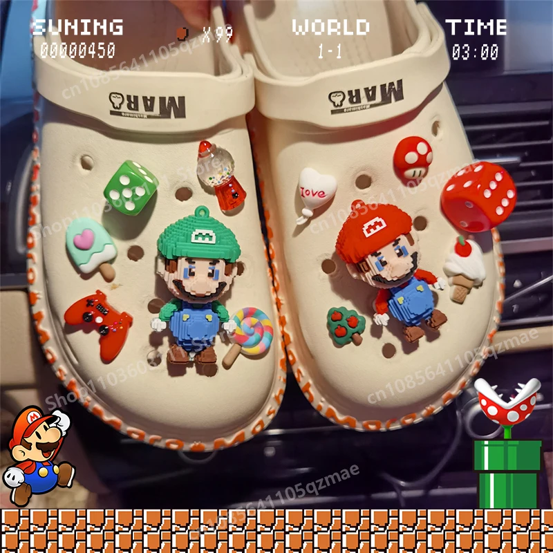 

Game Super Mario Bros Shoe Charm Buckle Cute Cartoon Anime Sandals Decoration Pins Cute DIY Accessories Children Toys Girls Gift