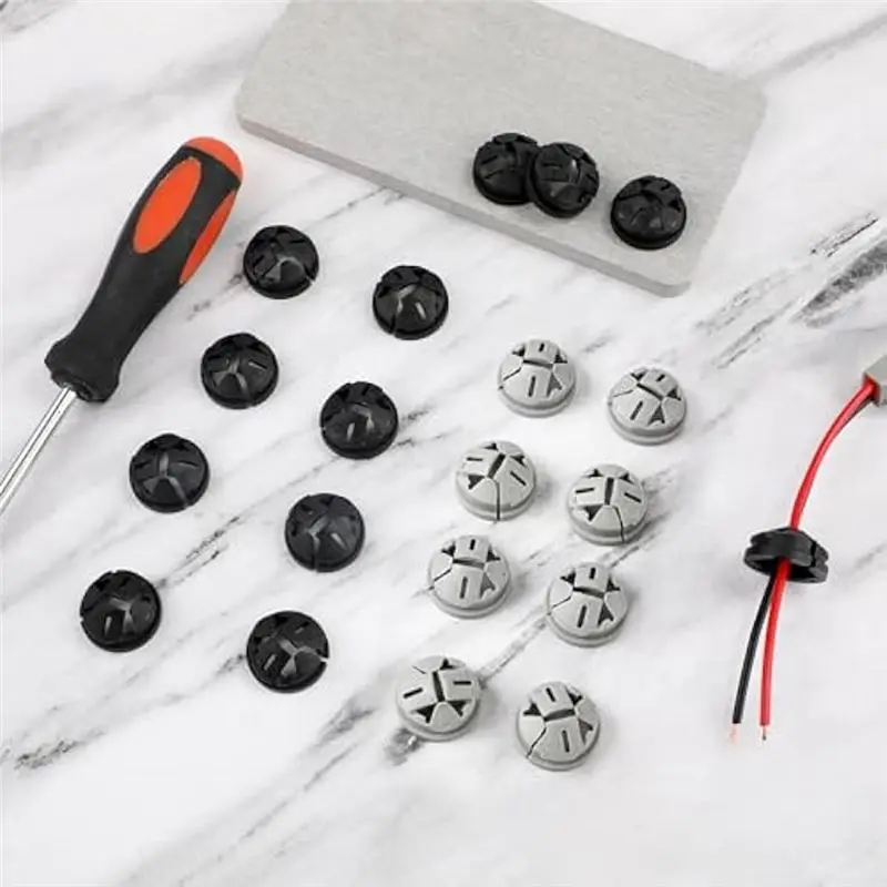 ABZC 100pcs Push-in Cable Connectors, 3/8 Inch Push in Connector Button Push-in NM Cable Clamps for Romex 1/2 Inch Knockouts