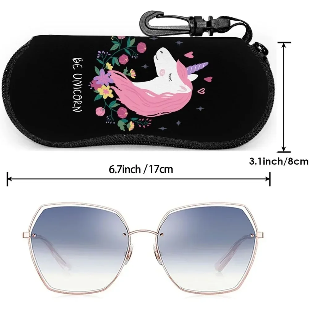 Be Unicorn Glasses Case Pouch Prints Zipper Soft Eyewear Storage Box Outdoor Travel Portable Anti-Pressure Sunglasses Bag