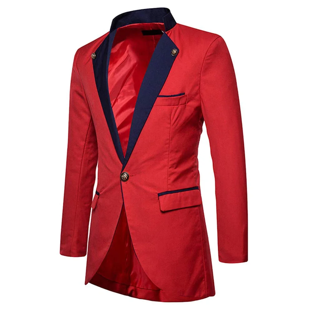 

Red Male Blazer Fashion Single Button Solid Long Coat Elegant Party Prom Casual Wedding Suit Tailcoat Slim Only 1 Piece 2024