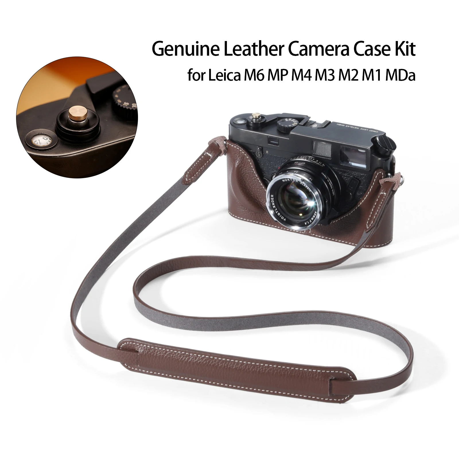 For Leica M6 MP M4 M3 M2 M1 MDa Case Kit Genuine Leather Camera Half-Wrap Case Shoulder Neck Strap Shutter Button