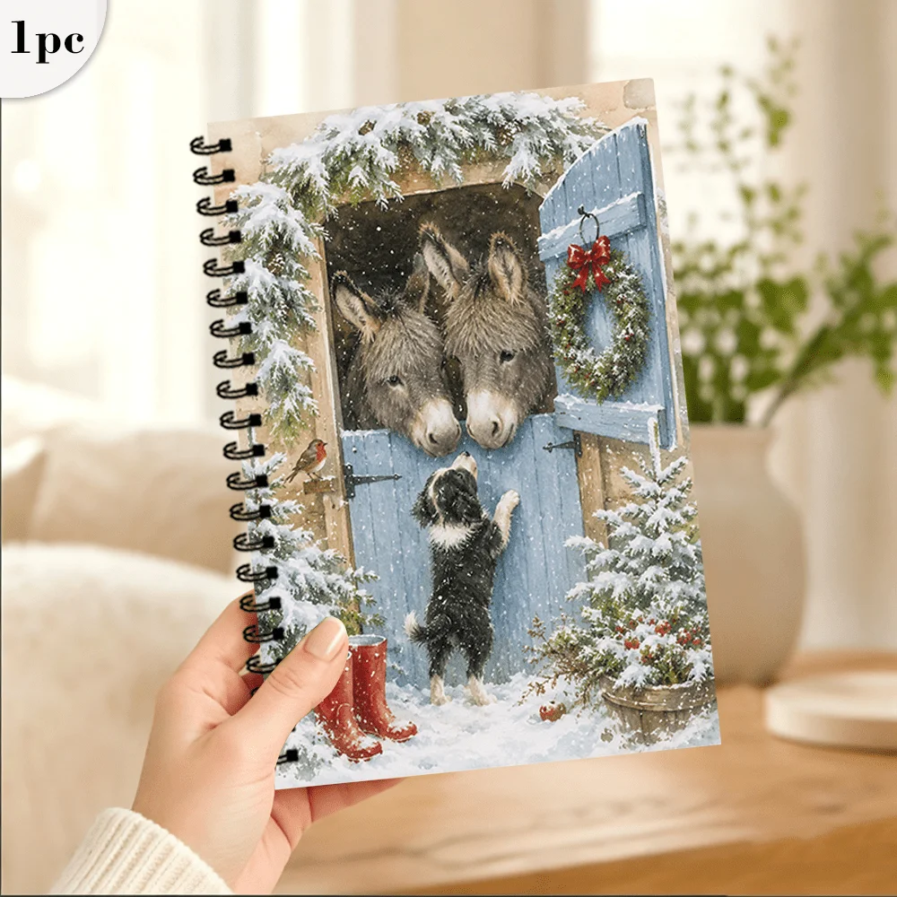 Winter Donkey Themed Notebook 1pc, Blank Lined Pages, Ideal Gift for Note-Taking, Inspiring for Everyone, Perfect for Students