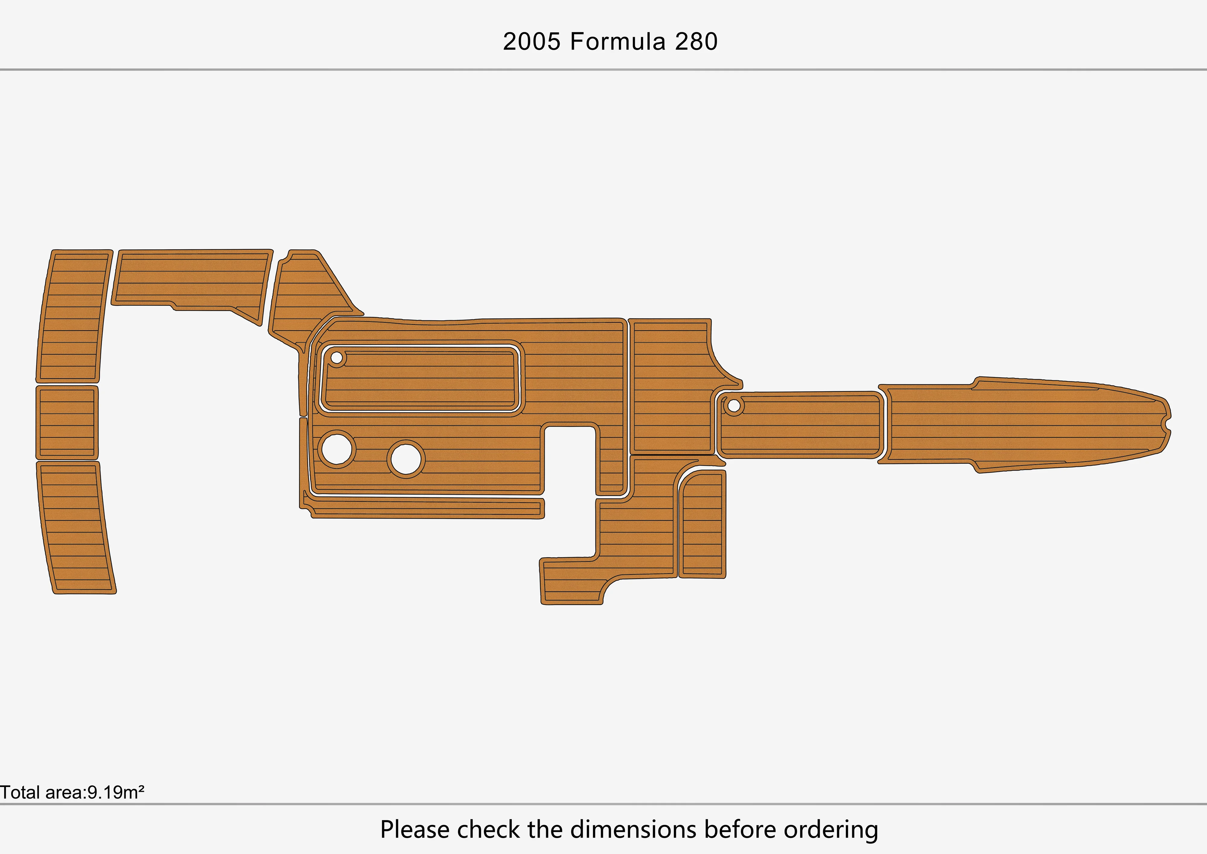 Eva foam Fuax teak seadek marine floor For 1999-2008 Formula 280 BR Cockpit Swim platform 1/4