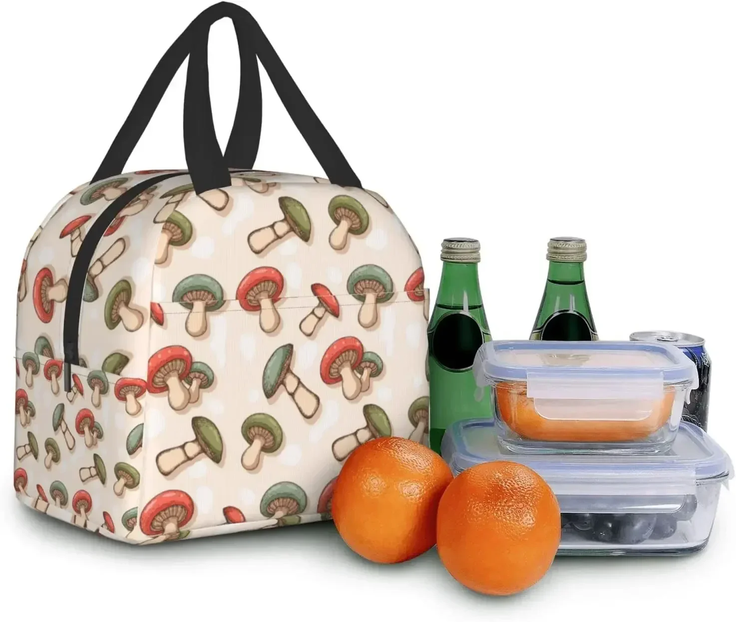 

Aesthetic Mushroom Print Lunch Box Kawaii Small Insulation Lunch Bag Reusable Food Bag Lunch Containers Bags for Women Men