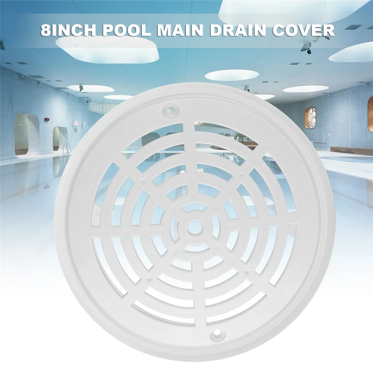 8Inch Pool Main Drain Cover the Top Grate Bottom Mounting Plates White Replacement Pool Drain Cover Pool Outlet Cover