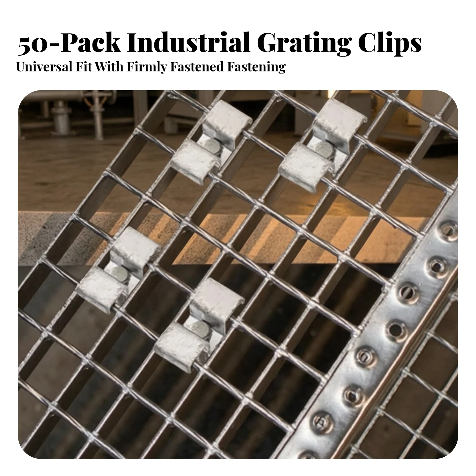 50 Pieces Clamp Long-Lasting Saddle-Shaped Grating Clamp Grille Mounting Clip Sturdy for Drainage Systems, Walkways