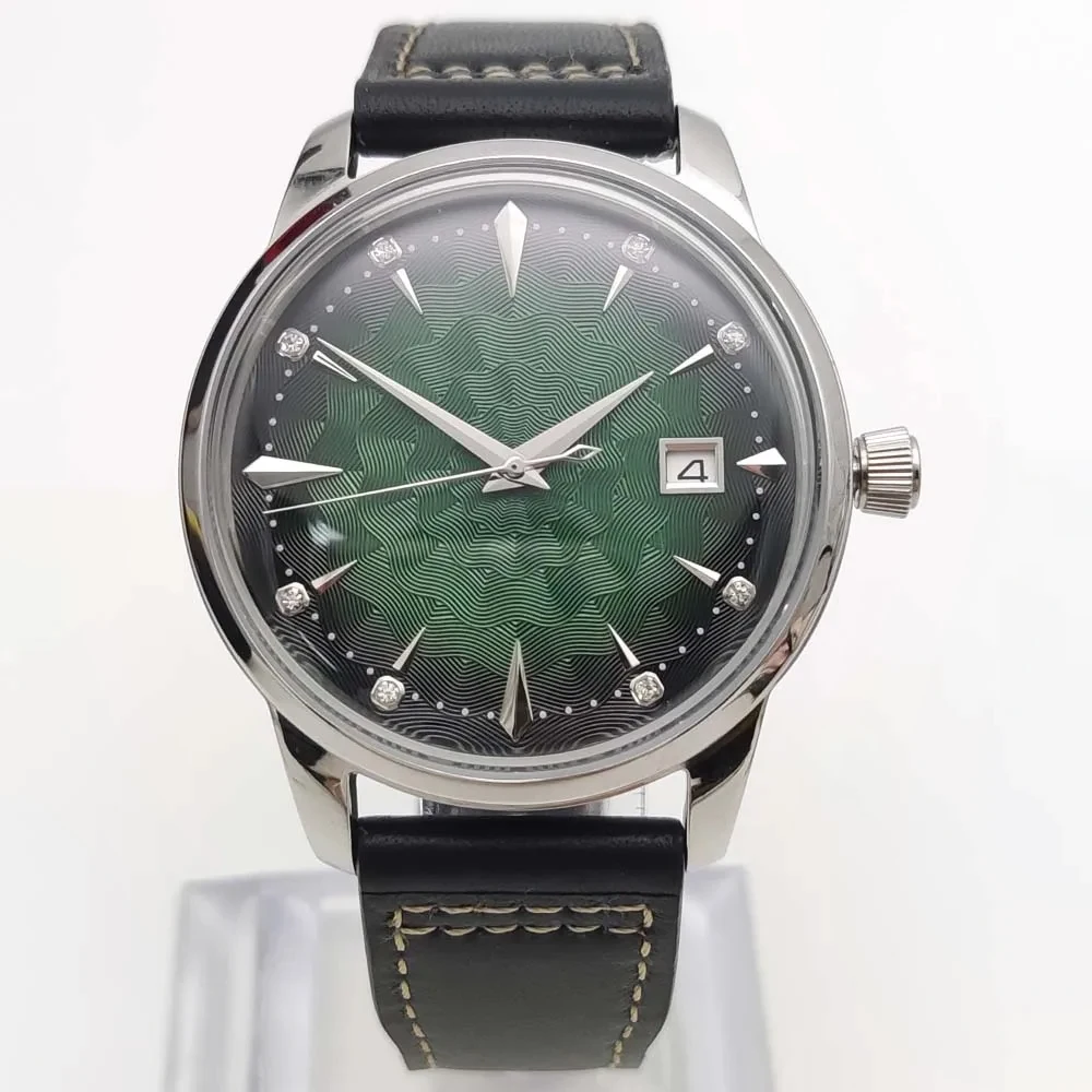 40mm Men's Watch Casual Vintage Mechanical Watch Black Comfortable Leather Strap Sterile Dial Waterproof NH35