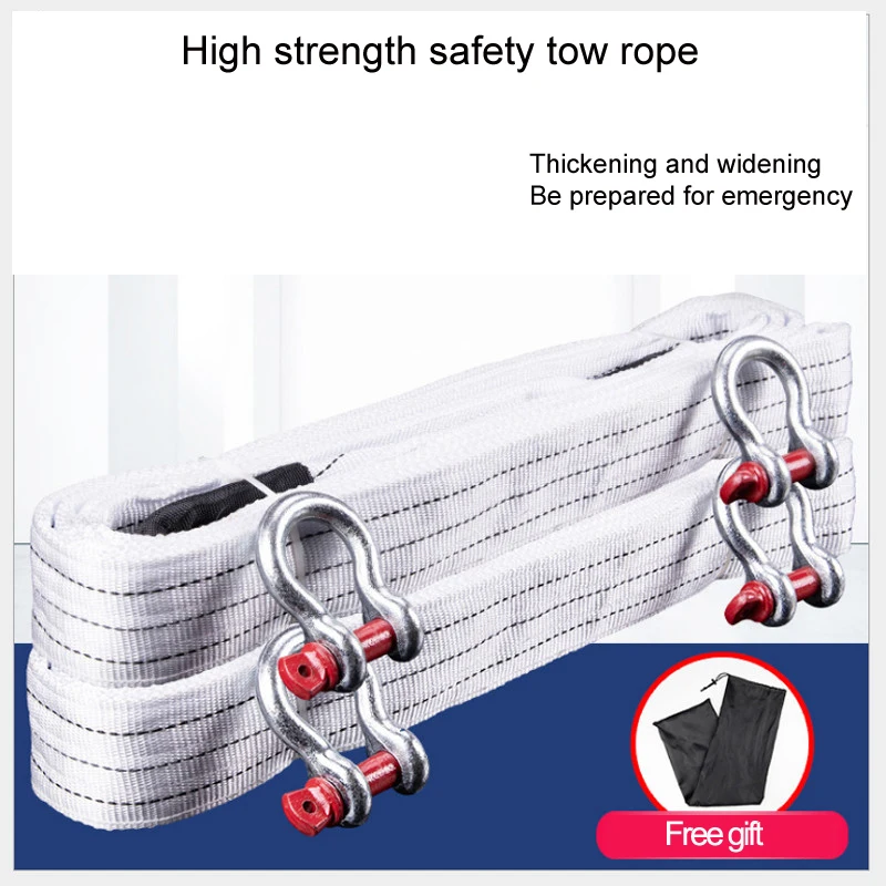 Truck & Pickup & Car Thickened Trailer rope,Tow line Flat Belt Off-road Towing hook Lifting webbing Sling Bearing 5-25 Tons