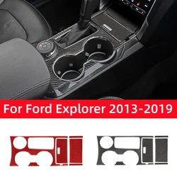 Carbon Fiber for Ford Explorer 2013-2019 Car Accessories Interior Car Water Cup Gear Panel Decoration Cover Trim Sticker Decal
