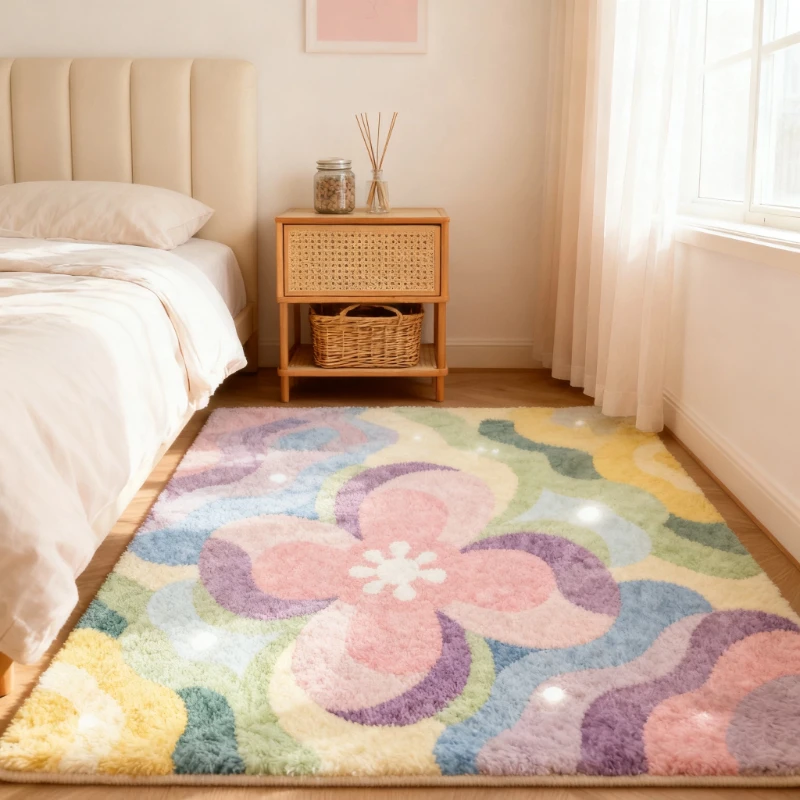 Home Bathroom Floor Mats - Dopamine Kleur Slaapkamerdecoratie Pluche Tapijt Grote